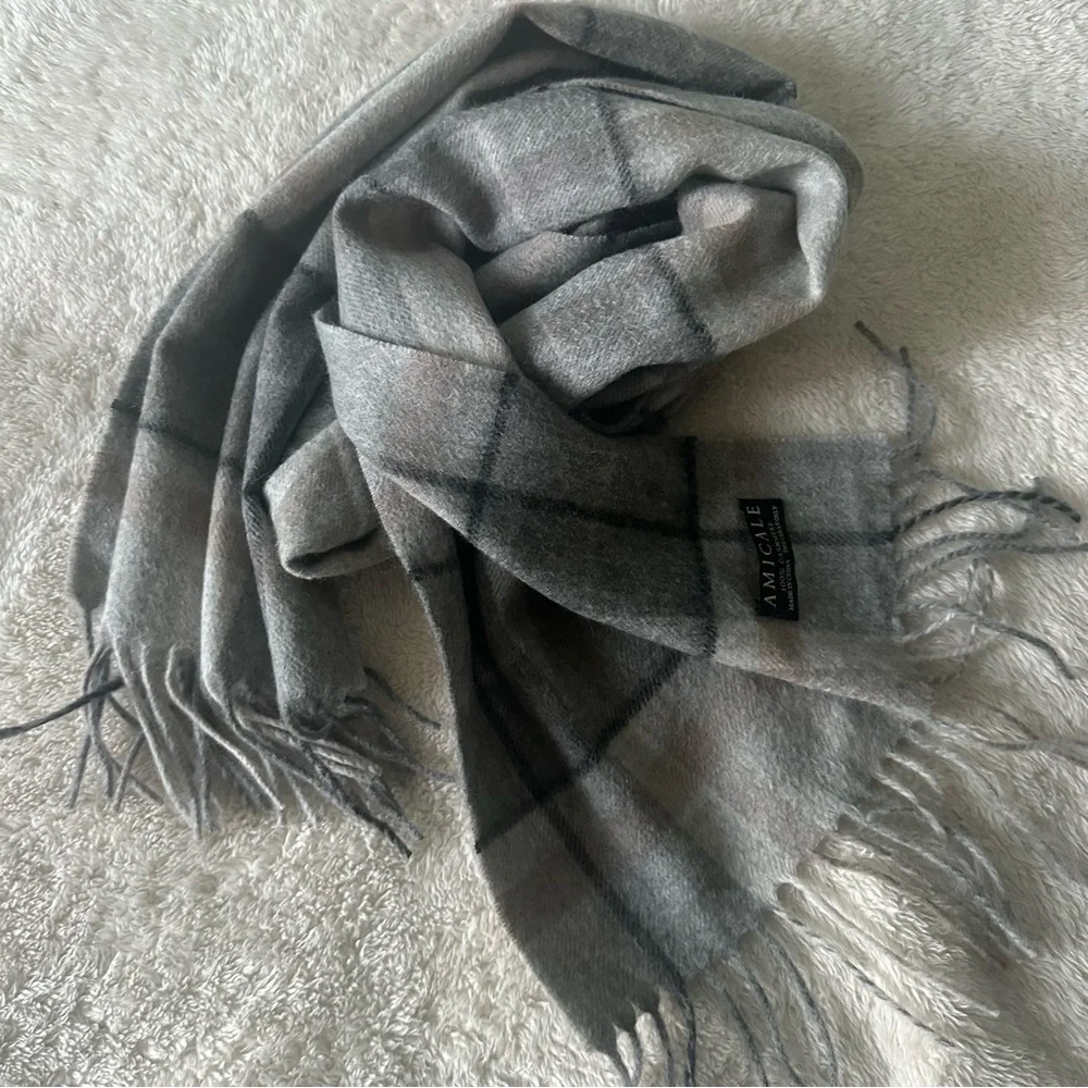 AMICALE Cashmere Men's 100% Cashmere Plaid Scarf